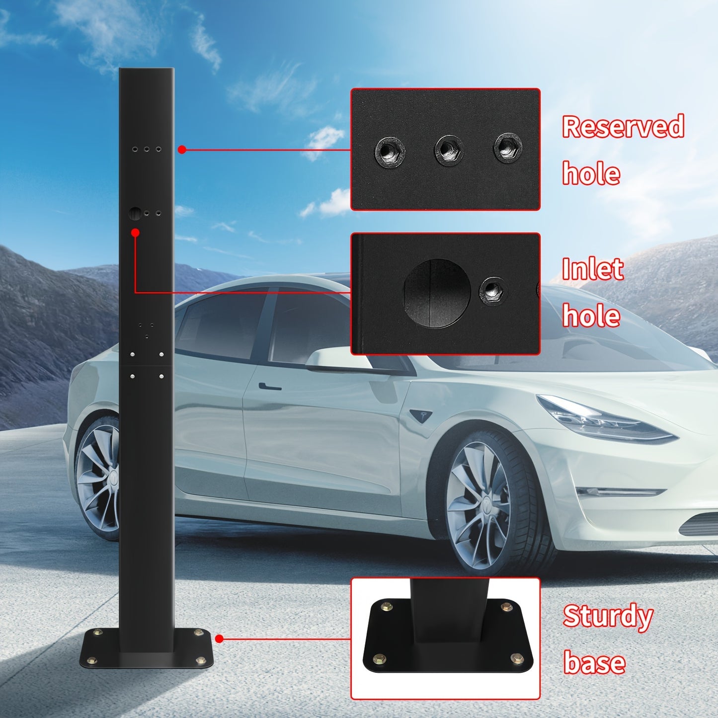 Tesla Charging Station Post-Mounted EV Charger Stand