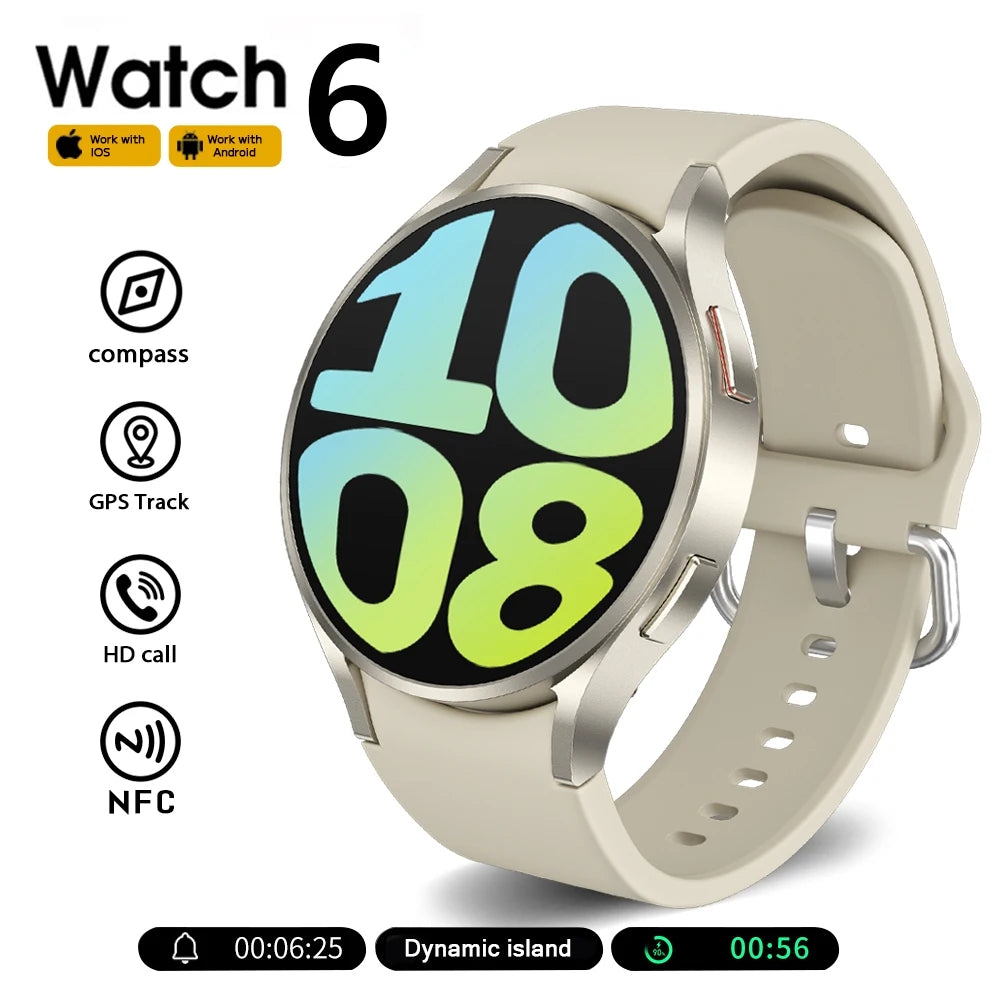 New For Samsung Galaxy Watch 6 Classic Smartwatch Men AMOLED HD Screen Voice Assistant Bluetooth Call NFC Smart Watch for Women - ADAMDEALS