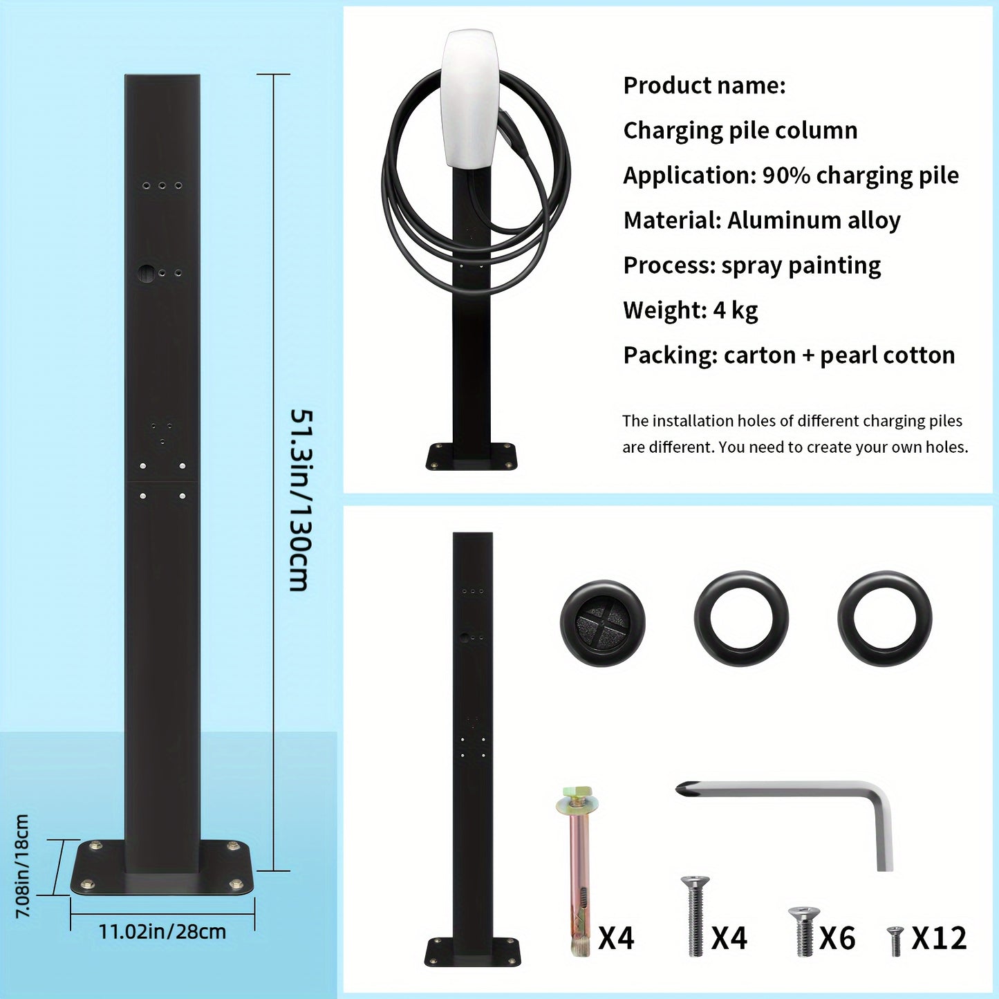 Tesla Charging Station Post-Mounted EV Charger Stand