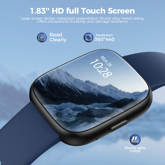 Smartwatch for Men & Women with Wireless Calling Alexa Built-in 1.83'' HD Display 100 Sports Modes Fitness Tracker SMS Reminders More - ADAMDEALS