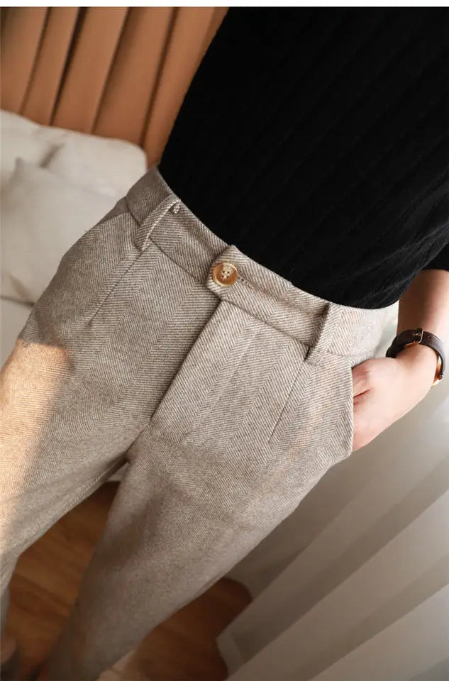 High Waisted Casual Suit Pants