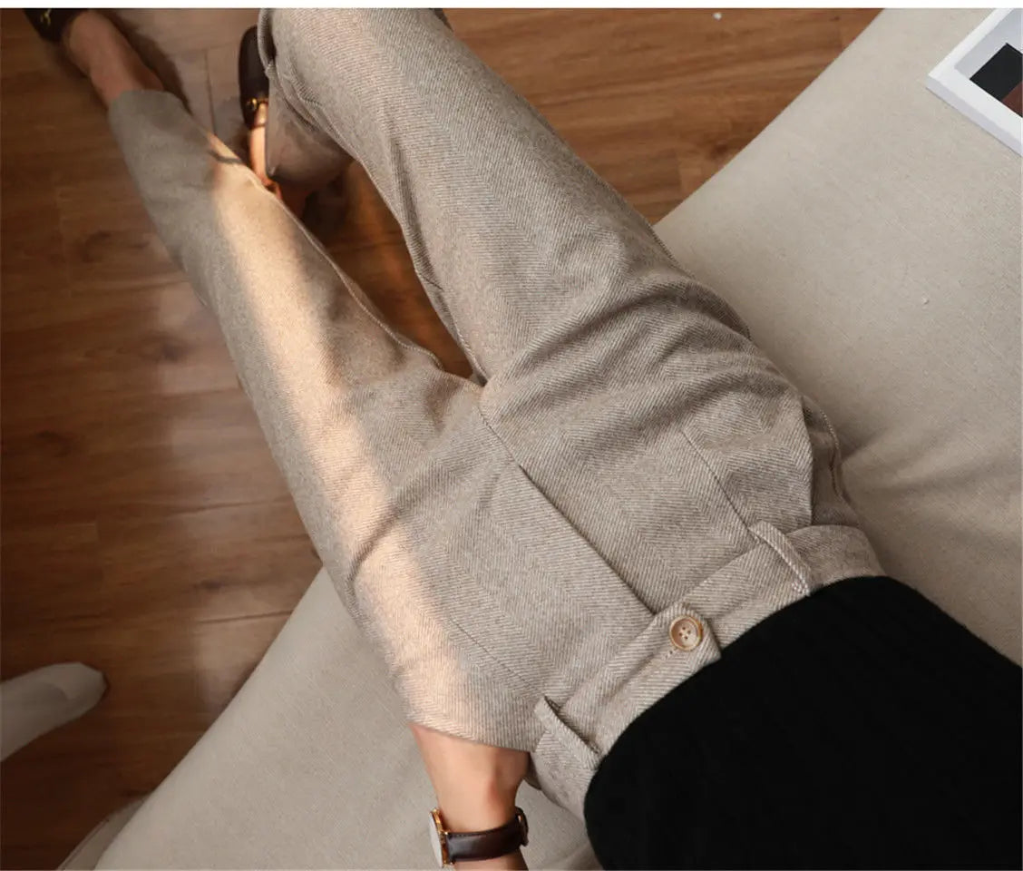 High Waisted Casual Suit Pants