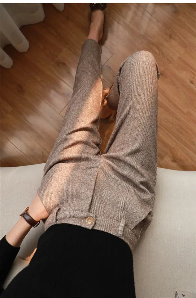 High Waisted Casual Suit Pants