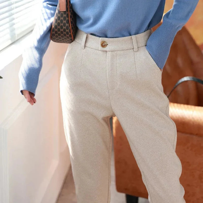 High Waisted Casual Suit Pants