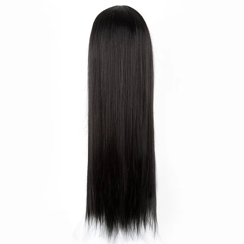 Black Wig Synthetic Heat Resistant Long Straight 26 Inches