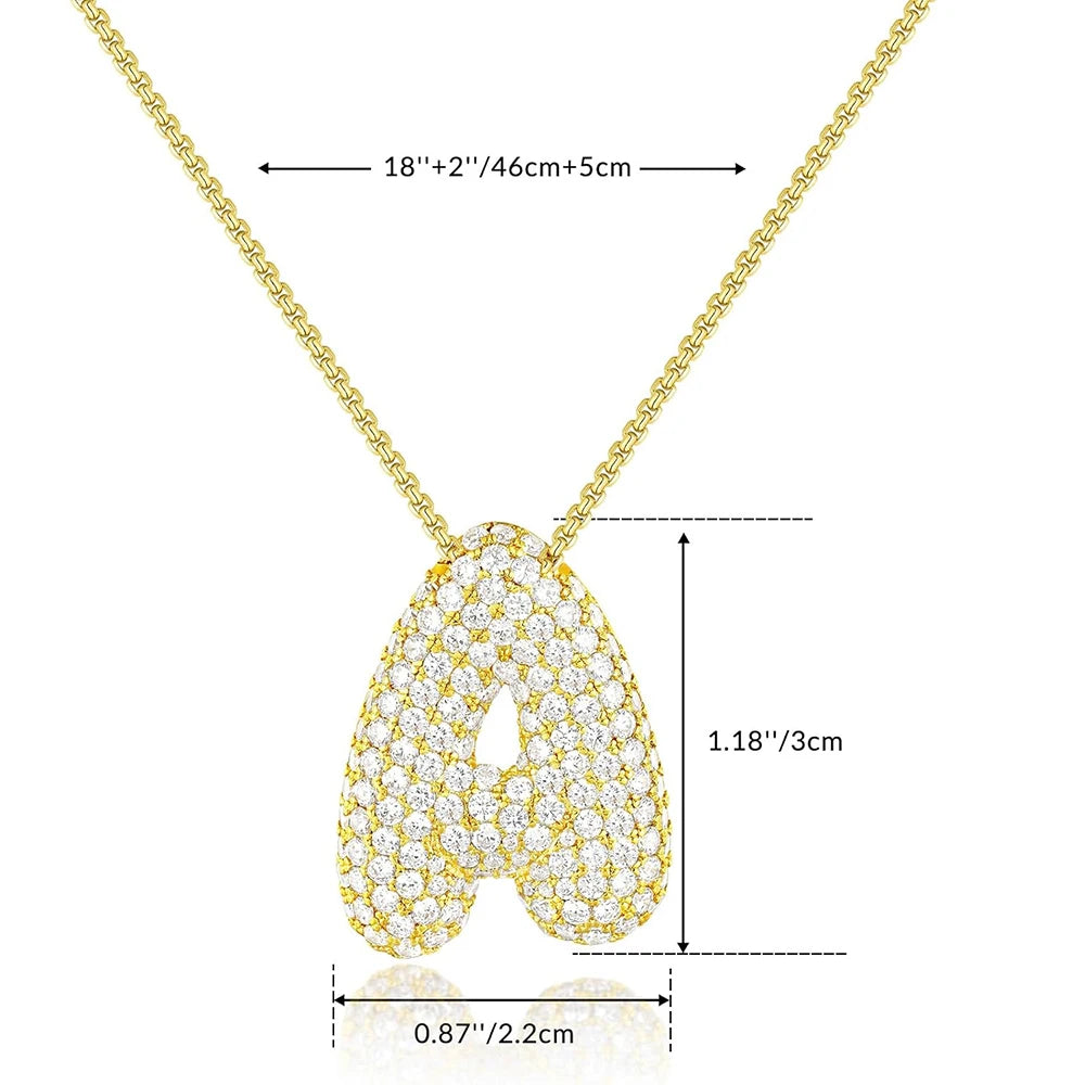 Sparkly CZ Zircon Letter Initial Necklace for Women