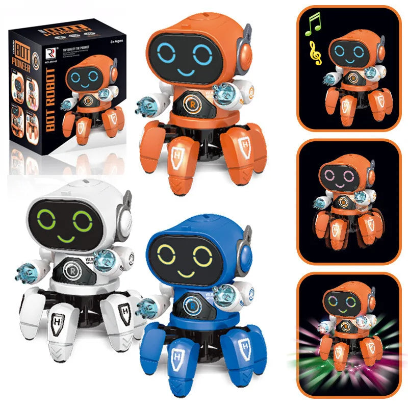 Kids Dance Robots Music LED 6 Claws Octopus Robot