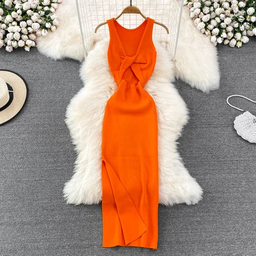 Sleeveless Elastic Tight Wrap Dress Midi Sexy Fashion