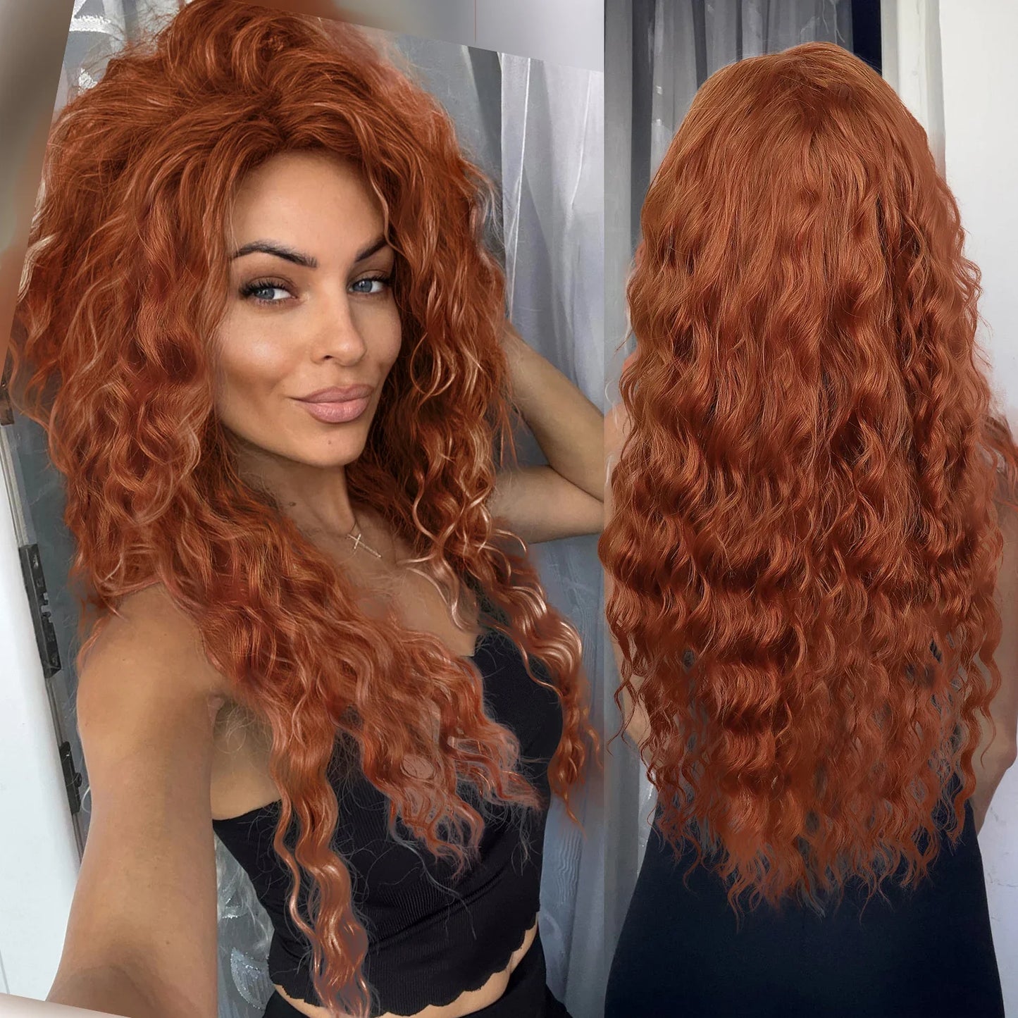 Ash Blonde Curly Wig Synthetic Long Curly Hair Wigs for Women