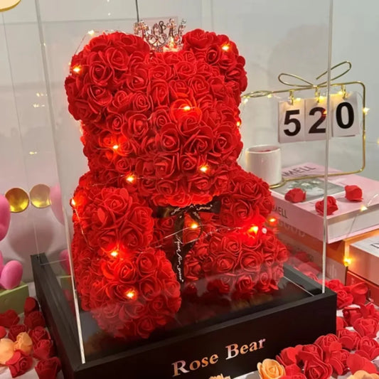 Artificial Flower Eternal Rose Teddy Bear for Valentine's Day