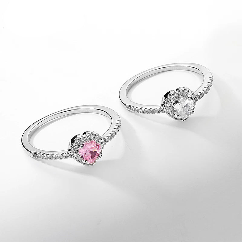 ZAKOL Romantic Pink Heart Rings for Women