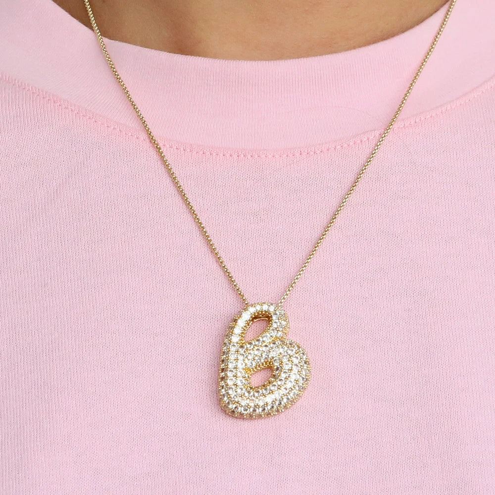 Sparkly CZ Zircon Letter Initial Necklace for Women