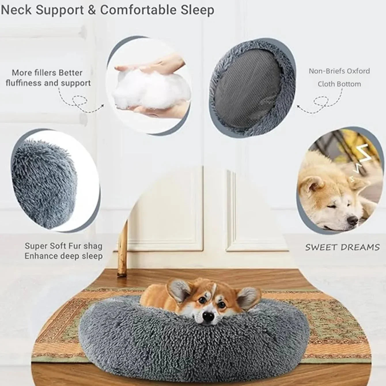 40-90cm Round Pet Bed for Large Dog Bed Super Soft Cat Bed