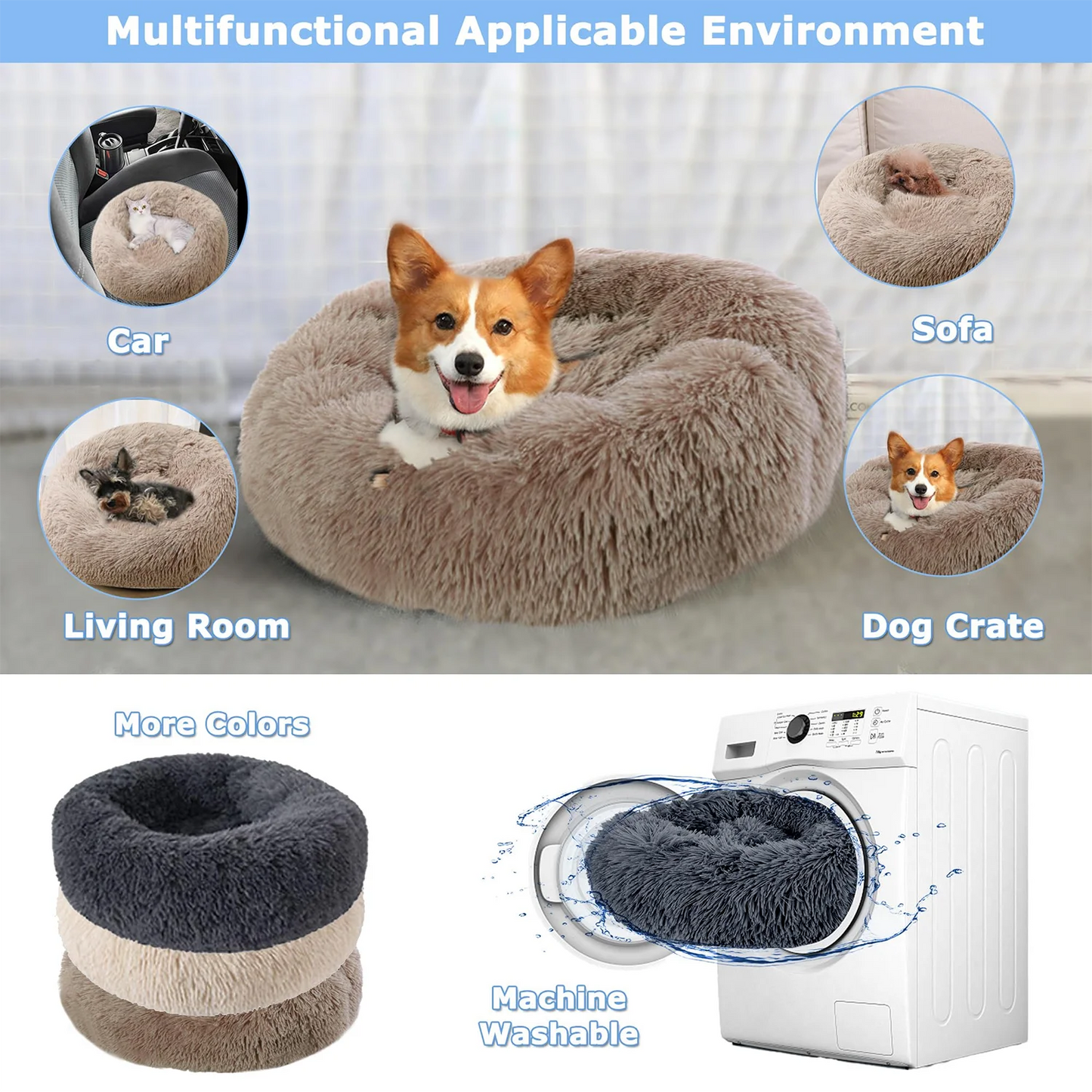 40-90cm Round Pet Bed for Large Dog Bed Super Soft Cat Bed