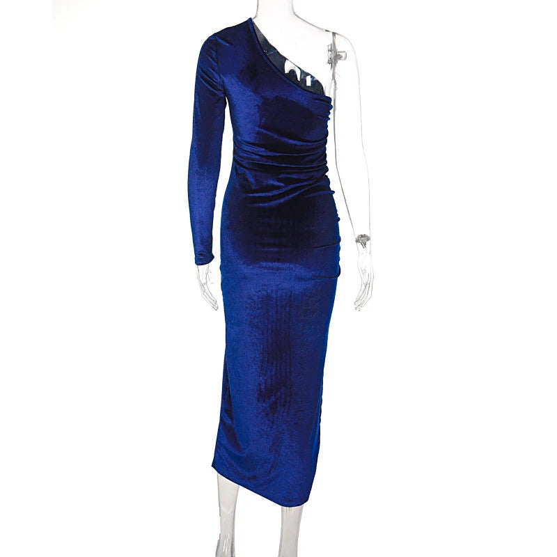 Women Elegant Long Sleeve Party Evening Velvet Bodycon