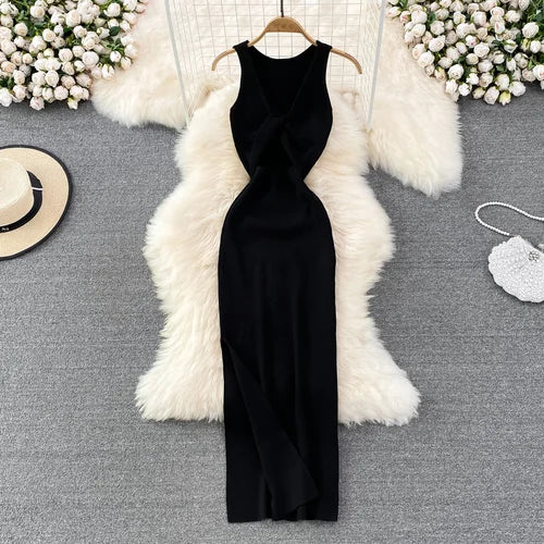 Sleeveless Elastic Tight Wrap Dress Midi Sexy Fashion