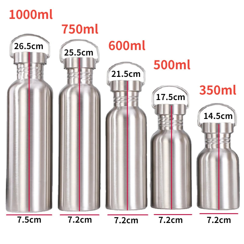 500/750/1000ml Stainless Steel Water Bottle