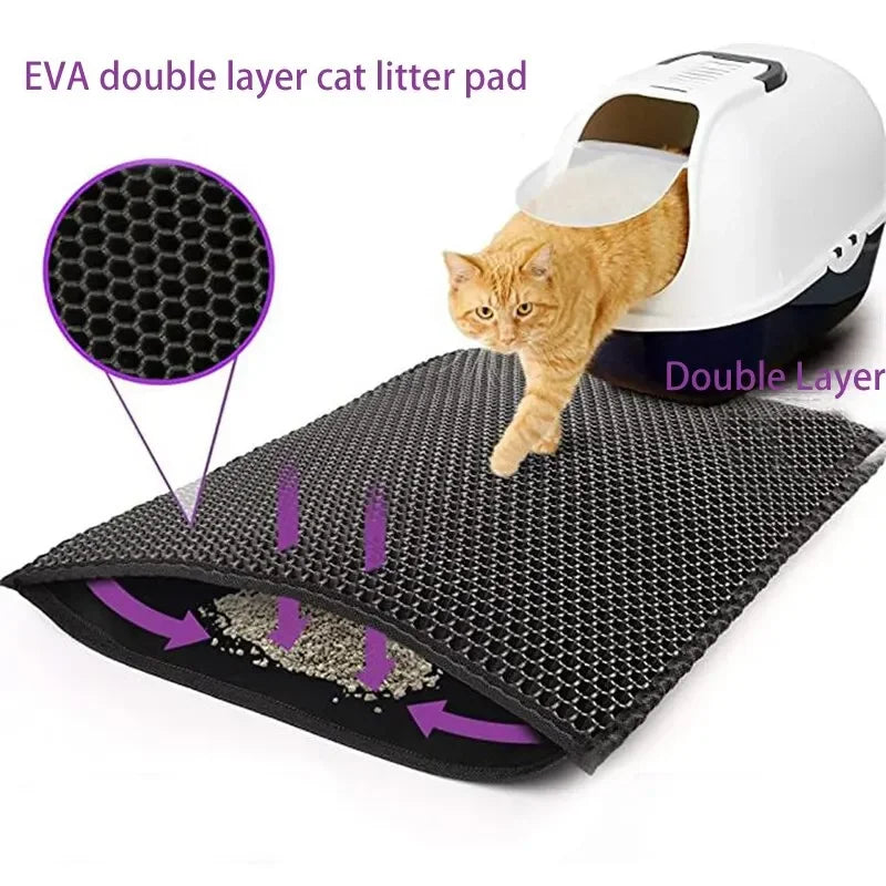 Cat Litter Mat EVA Double Layer Cat Litter Mat Cat Litter Basin Sand Falling Mat