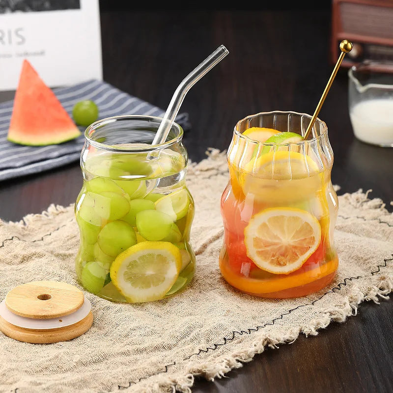 1/2pcs 500ml Glass Tumblers Cups With Straw