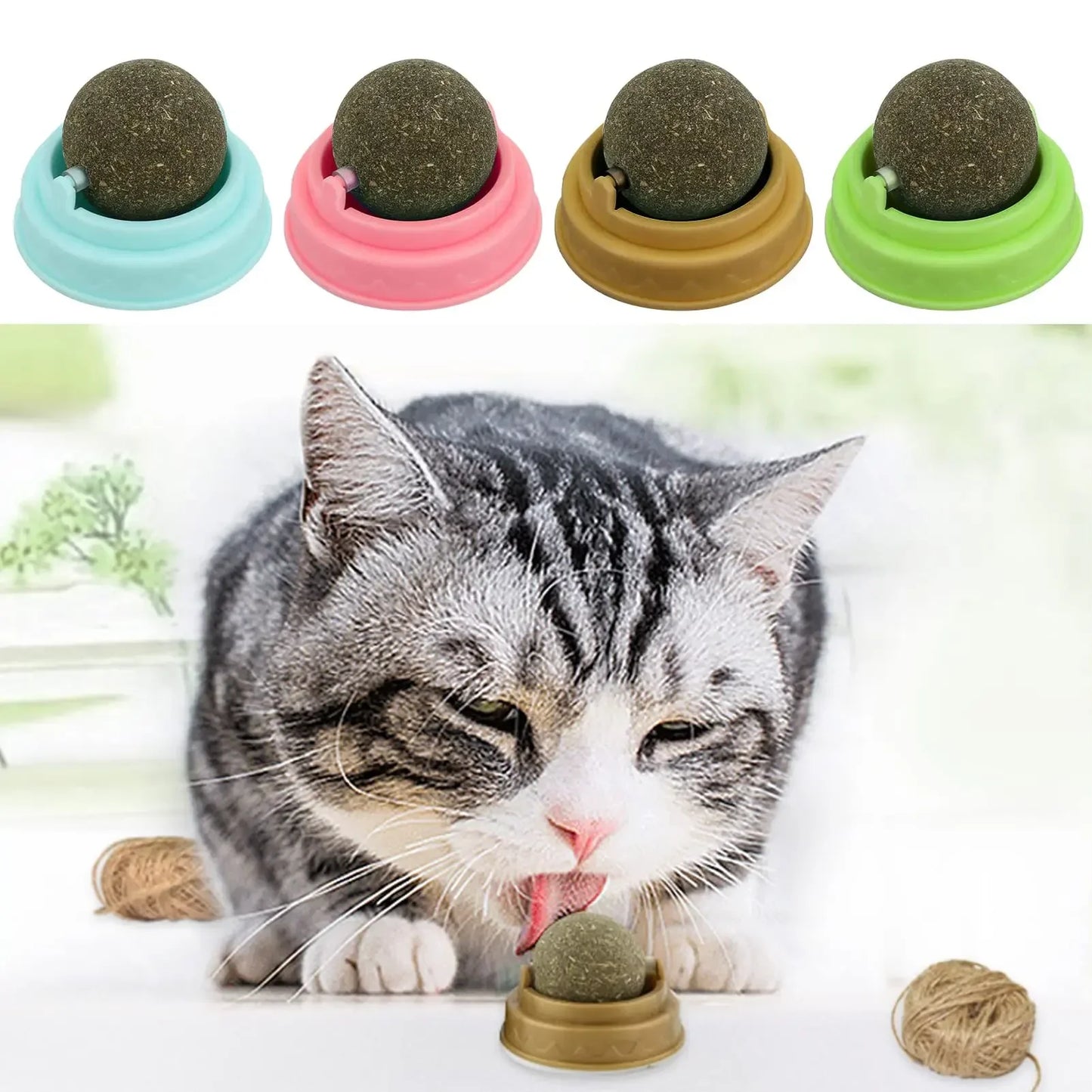 Cats Natural Catnip Cat Rotatable Licking Catnip Wall Ball Toy