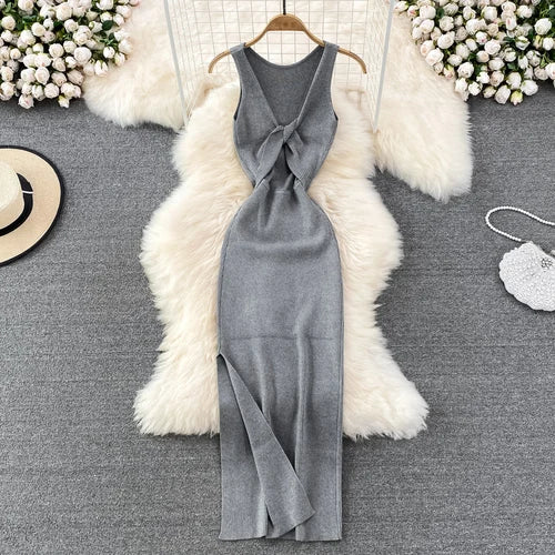 Sleeveless Elastic Tight Wrap Dress Midi Sexy Fashion