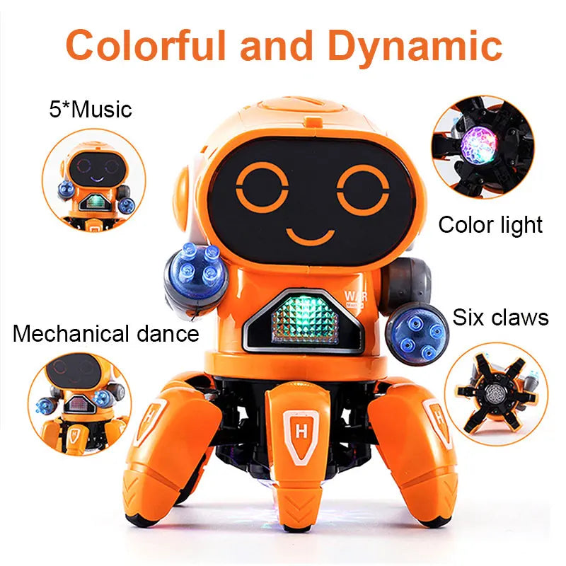 Kids Dance Robots Music LED 6 Claws Octopus Robot